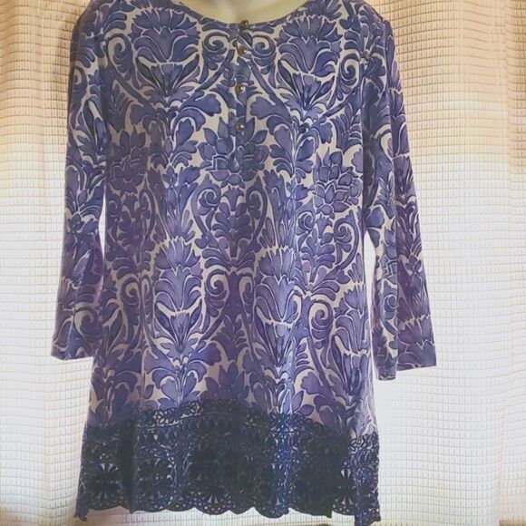 IISAAC Mizrahi Live! Watercolor Damask top - Picture 1 of 6